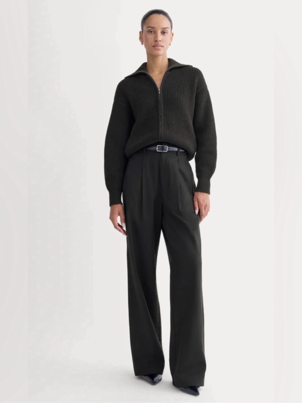 New Everlane THE FULL-ZIP SWEATER IN EVERYDAY COTTON Black Size M - Picture 12 of 12